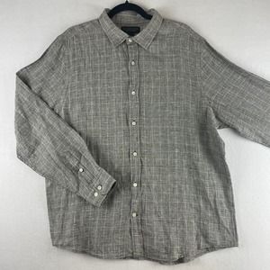The Men’s Store Bloomingdale’s 100% Linen Glen Plaid Shirt XL
